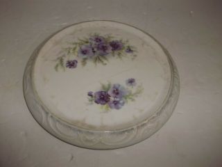 Vintage Vintage Ceramic Teapot Coffee Pot Tile Hot Plate Trivet Purple Pansy