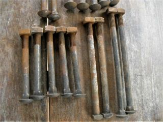 16 VINTAGE 7/16 CARRIAGE BOLTS W/SQUARE NUTS FIVE DIFFERENT LENGTHS BARGAIN 5