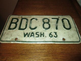 Vintage License Plate Washington 1963