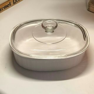 Vintage Corning Ware " French White " 2 Quart Oval Casserole F - 12 - B W/lid