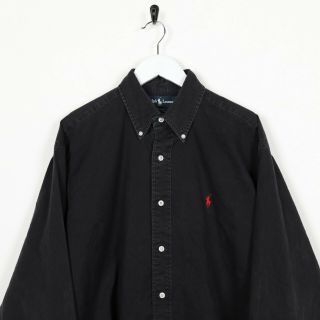 Vintage Ralph Lauren Long Sleeve Small Logo Blaire Shirt Black | Large L