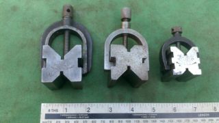 3 Vintage Engineers Vee block clamps,  2 are by Eclipse. 2