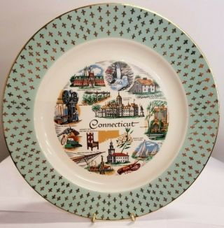 Connecticut Collectible Souvenir Plate Cavalier By Homer Laughlin Vintage 10 "