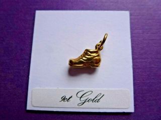 Good Tiny Vintage 9ct Gold " Old Boot " Charm For Bracelet