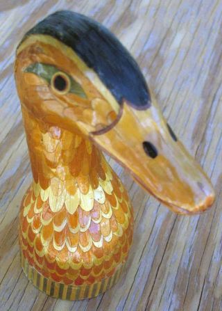 Vintage Duck Head Hand Crafted Ring Holder Trinket Box Made Of Reed And Husk
