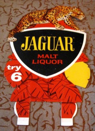 Vintage Graphic Jaguar Malt Liquor Beer Cardboard Bottle Topper Rochester Ny