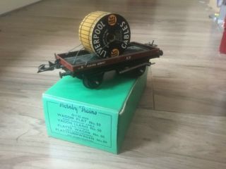 Vintage Meccano Hornby O Gauge No 50 Low Sided Wagon Liverpool Cable Boxed Train