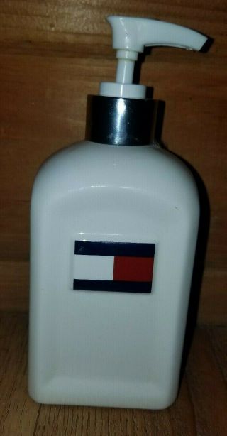 Vtg 1998 90s Tommy Hilfiger Box Logo Flag Display Soap Bottle Ceramic Dispenser