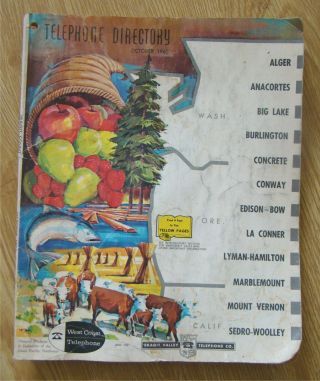 1963 Skagit County Telephone Directory Phone Book Wa Vintage Old