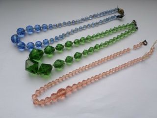 3 Vintage Glass Bead Necklaces - For Restringing