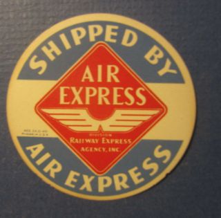 Old Vintage 1940 Railway Express Agency - Package Label - Air Express