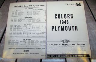 VINTAGE 41 42 46 PLYMOUTH PAINT CHIPS COLOR CHART BROCHURE GUIDE w/Extras 3