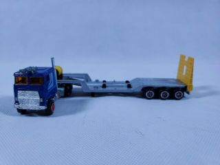 Vintage Majorette Ford Coe Semi Truck Diecast Ho 1/87 Blue Tractor And Trailer