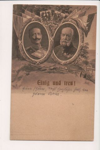 Vintage Postcard Kaiser Wilhelm Ii Of Germany Emperor Franz Josef Wwi Propaganda
