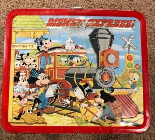 Disney Express Train Metal Lunch Box - Mickey Mouse - Donald Duck - Vintage 1979