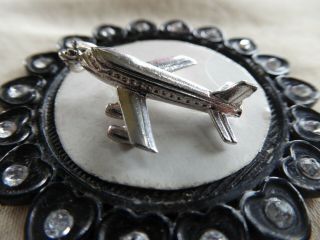 Vtg Sterling Large Heavy Well Detailed Airplane Charm 3.  9 Grams