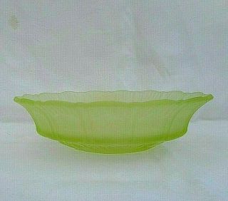 Vintage Sowerby Green Pressed Glass Fruit Bowl - Frosted Uranium - Roses - 2565
