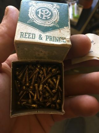 Vintage Box Of 1/2” Round Head Brass Screws