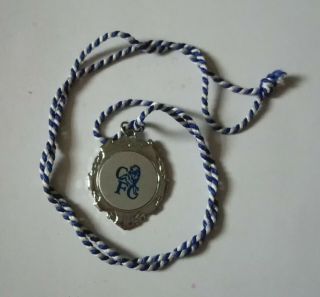 Chelsea Football Club Vintage Heavy Silver Medal On Blue And White Cord Cfc Vgc