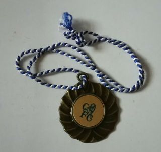 Chelsea Football Club Vintage Large Bronze Medal On Blue And White Cord Cfc Vgc