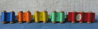 VINTAGE 5 PIECE WOODEN TRAIN SET MAGNETIC SHACKMAN MADE IN JAPAN 1957 4