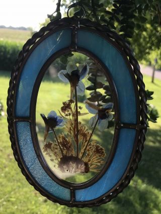 Vintage Stained Glass And Pressed Flowers Sun Catcher 2