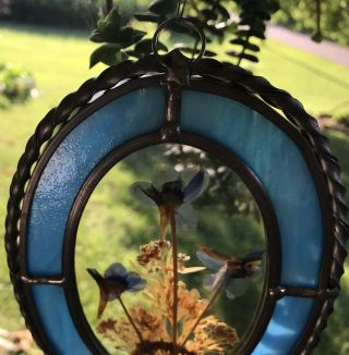 Vintage Stained Glass And Pressed Flowers Sun Catcher 3