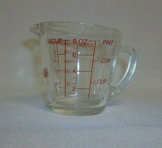 Vintage Fire - King 1 Cup Measuring Cup - Red Script - - U.  S.  A
