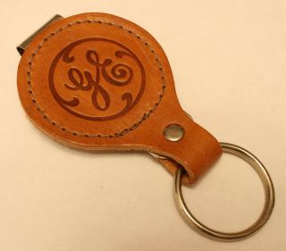 Rare Vintage Ge General Electric Leather Keychain With Belt Clip,