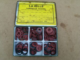 Vintage Saville Tin And Contents Carburettor Washers British Made