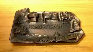 Vintage Souvenir Ashtray Pennsylvania Copper Toned Metal Neat Collectible