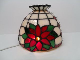 Vintage Stained Glass Poinsettia Flowers Lamp Shade