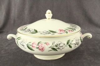 Vintage Homer Laughlin China Eggshell Nautilus Pink & White Rose Vegetable Bowl