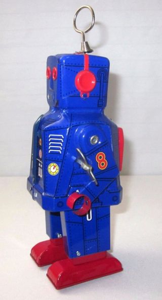 VINTAGE TIN WIND UP NAVY BLUE SPACE ROBOT MS 403 CHINA 3
