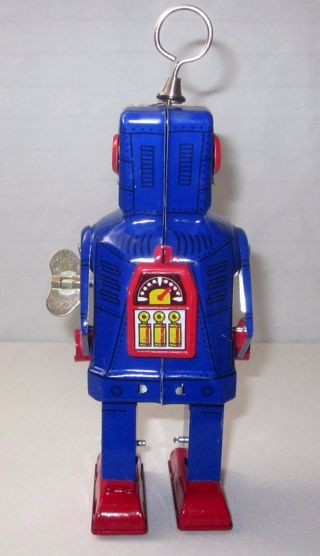 VINTAGE TIN WIND UP NAVY BLUE SPACE ROBOT MS 403 CHINA 5