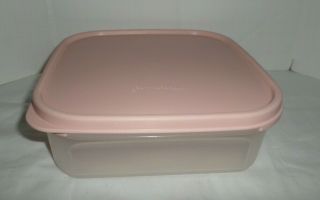 Vintage Tupperware Modular Mate 1 Square 5 Cup With Pink Lid 1619