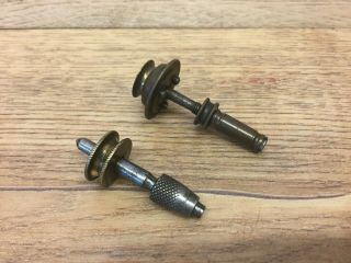 2 Vintage Watchmakers Lathe Drill Holders With Pulley