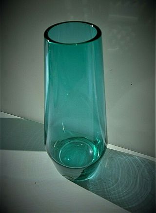 Vintage Tamara Aladin 18cms High Riihimaki Aqua Glass Vase