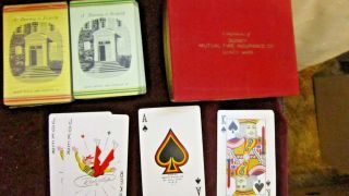 Vintage Brown & Bigelow Playing Cards Advertising Quincy Mutual Fire Ins.  Co.