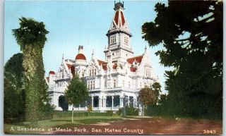 Vintage California Postcard " A Residence At Menlo Park,  San Mateo County " C1910s