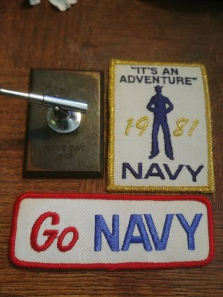 Vintage 1947 Navy Day Paper Weight Telescope,  & 1981 Navy Patch & Go Navy Patch