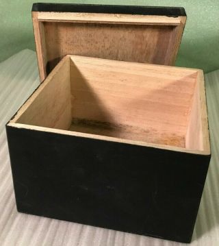 Vintage Square Flat Black Wood Box 6 - 3/6 X 6 - 3/8 X 4 - 1/2 "