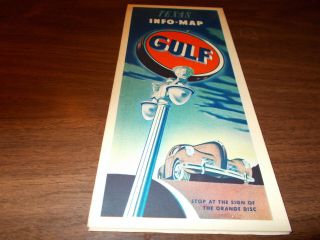 1940s Gulf Texas Vintage Road Map