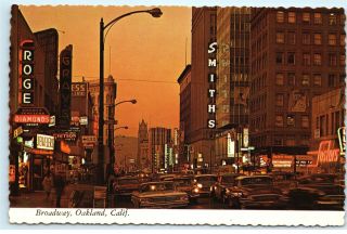 Broadway Street Oakland Ca California Vintage 4x6 Postcard E06