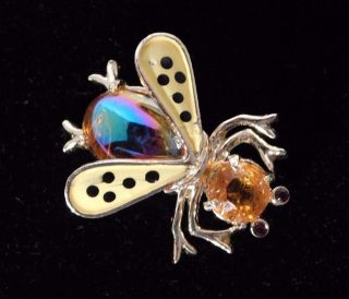 Vintage Weiss Gold Tone Bumble Bee Insect Bug Jelly Belly Pin Brooch