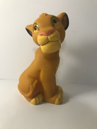 Vintage Simba Soft Plastic Piggy Bank 8 " Disney’s Lion King Collectible