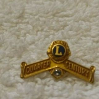 Lions Club Pins Vintage Diamond Quarter Century 1/20 10k Gf Leavins