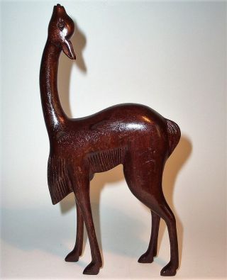 Old Llama Hand Carved Wood Art Sculpture Statue Figurine Vintage Antique 8 " Vg
