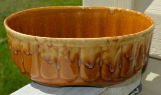 Vintage Mccoy Brush Pottery Copper Brown Drip Oval Planter 804 Usa