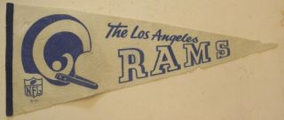 Vintage 1967 Nfl Los Angeles Rams Pennant With Single Bar Helmet
